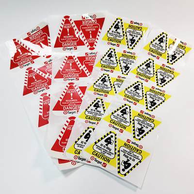 Glossy Warning Label Stickers PVC CMYK Adhesive Waterproof Paper Vinyl