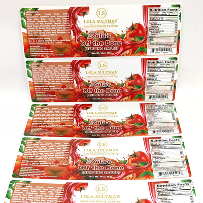 Varnishing Food Product Labels BOPP Printable Adhesive Label Sheets