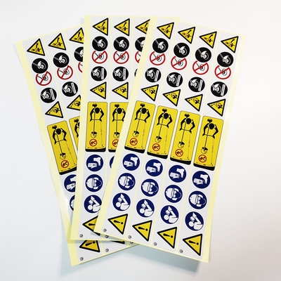 Glossy Warning Label Stickers PVC CMYK Adhesive Waterproof Paper Vinyl