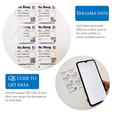Glossy Variable Data Label Printing BOPP Waterproof Qr Code Stickers