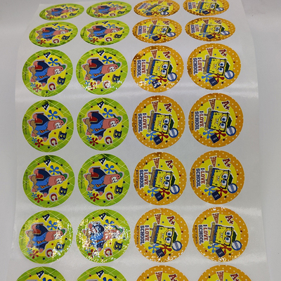CMYK Printable Adhesive Labels BOPP Glossy Cartoon Die Cut Sticker Sheets