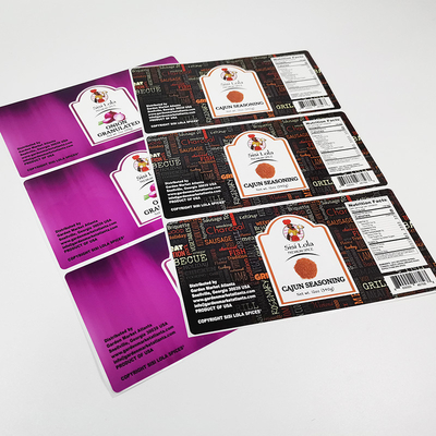 CMYK Digital Food Package Labelling BOPP Personalised Self Adhesive Labels