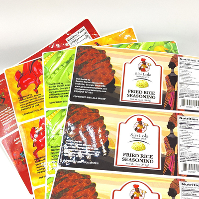 Varnishing Food Product Labels BOPP Printable Adhesive Label Sheets