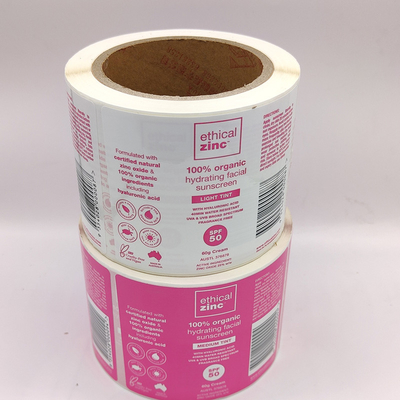 Glossy Laminated Waterproof Cosmetic Labels CMYK Makeup White Label