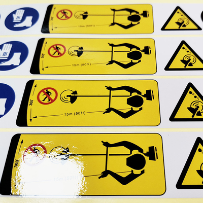 BOPP Film Warning Label Stickers CMYK Rectangular Hazard Dangerous Sign Stickers